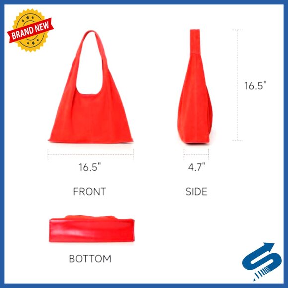 Oversized Genuine Suede Leather Hobo Shoulder Tote Bag with Detachable Clutch - Picture 3 of 7